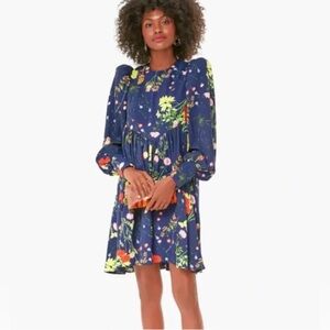 Pomander Place Spencer Puff Sleeve Dress in Navy Wildflower Size medium